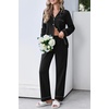 Ekouaer Womens Pajama Set Cotton PJs Long Sleeve Top & Pant Soft Loungewear | Cute Scalloped Trim ,Cotton Fabric,Classic Button Down,Soft Printed Lounge Sets for Daily Wear,Sleeping,Postpartum(Black)