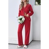 Ekouaer Womens Pajama Set Cotton PJs Long Sleeve Top & Pant Soft Loungewear | Cute Scalloped Trim ,Cotton Fabric,Classic Button Down,Soft Printed Lounge Sets for Daily Wear,Sleeping,Postpartum(Red)
