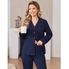 Ekouaer Womens Pajama Set Cotton PJs Long Sleeve Top & Pant Soft Loungewear | Cute Scalloped Trim ,Cotton Fabric,Classic Button Down,Soft Printed Lounge Sets for Daily Wear,Sleeping,Postpartum(Navy Blue_2)