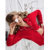 Ekouaer Womens Pajama Set Cotton PJs Long Sleeve Top & Pant Soft Loungewear | Cute Scalloped Trim ,Cotton Fabric,Classic Button Down,Soft Printed Lounge Sets for Daily Wear,Sleeping,Postpartum(Red)