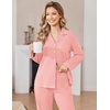 Ekouaer Womens Pajama Set Cotton PJs Long Sleeve Top & Pant Soft Loungewear | Cute Scalloped Trim ,Cotton Fabric,Classic Button Down,Soft Printed Lounge Sets for Daily Wear,Sleeping,Postpartum(Pink)
