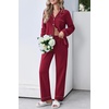 Ekouaer Womens Pajama Set Cotton PJs Long Sleeve Top & Pant Soft Loungewear | Cute Scalloped Trim ,Cotton Fabric,Classic Button Down,Soft Printed Lounge Sets for Daily Wear,Sleeping,Postpartum(Wine Red)