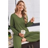 Ekouaer Womens Pajama Set Ribbed Knit PJs Comfy Long Sleeve Top and Pants(Army Green)