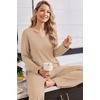 Ekouaer Womens Pajama Set Ribbed Knit PJs Comfy Long Sleeve Top and Pants(Khaki)