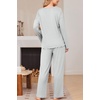 Ekouaer Womens Pajama Set Ribbed Knit PJs Comfy Long Sleeve Top and Pants(Light Grey)