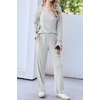 Ekouaer Womens Pajama Set Ribbed Knit PJs Comfy Long Sleeve Top and Pants(Light Grey)
