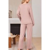 Ekouaer Womens Pajama Set Ribbed Knit PJs Comfy Long Sleeve Top and Pants(Pink)