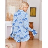 Ekouaer Womens Pajamas Long Sleeve and Shorts Cute Ruffle Pjs Lounge Set | Button Down Notch Collar Sleepwear,Comfy Soft Loungewear,for Bridal Bridesmaid,Gift,Daily,XS-XXL(Light Blue Bow Knot)