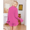 Ekouaer Womens Pajamas Long Sleeve and Shorts Cute Ruffle Pjs Lounge Set | Button Down Notch Collar Sleepwear,Comfy Soft Loungewear,for Bridal Bridesmaid,Gift,Daily,XS-XXL(Strpie Rose)
