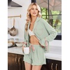 Ekouaer Womens Pajamas Long Sleeve and Shorts Cute Ruffle Pjs Lounge Set | Button Down Notch Collar Sleepwear,Comfy Soft Loungewear,for Bridal Bridesmaid,Gift,Daily,XS-XXL(Light Green)