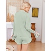 Ekouaer Womens Pajamas Long Sleeve and Shorts Cute Ruffle Pjs Lounge Set | Button Down Notch Collar Sleepwear,Comfy Soft Loungewear,for Bridal Bridesmaid,Gift,Daily,XS-XXL(Light Green)