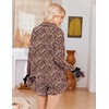 Ekouaer Womens Pajamas Long Sleeve and Shorts Cute Ruffle Pjs Lounge Set | Button Down Notch Collar Sleepwear,Comfy Soft Loungewear,for Bridal Bridesmaid,Gift,Daily,XS-XXL(Leopard)