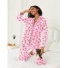 Ekouaer Womens Pajamas Set Button Down Long Sleeve Top & Pants Lounge Sets | Soft Sleepwear, Classic notch collar, ideal for Home relaxation, Wedding, Party, Daily Wear & Breastfeeding(Pink Cherry)