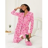 Ekouaer Womens Pajamas Set Button Down Long Sleeve Top & Pants Lounge Sets | Soft Sleepwear, Classic notch collar, ideal for Home relaxation, Wedding, Party, Daily Wear & Breastfeeding(Big Rose Bow)