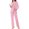 Ekouaer Womens Pajamas Set Button Down Long Sleeve Top & Pants Lounge Sets | Soft Sleepwear, Classic notch collar, ideal for Home relaxation, Wedding, Party, Daily Wear & Breastfeeding(Pink Cherry)
