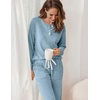 Ekouaer Womens Pajamas Set Knit Pjs Long Sleeve Lounge Set Soft Loungewear | Jogger Pants,Casual Lounge Sets,Comfy Pjs Long Sleeve Knit Ribbed Fall Winter Sleepwear with Pockets(Light Blue)
