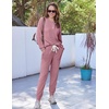 Ekouaer Womens Pajamas Set Knit Pjs Long Sleeve Lounge Set Soft Loungewear | Jogger Pants,Casual Lounge Sets,Comfy Pjs Long Sleeve Knit Ribbed Fall Winter Sleepwear with Pockets(Gray Red)