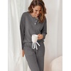 Ekouaer Womens Pajamas Set Knit Pjs Long Sleeve Lounge Set Soft Loungewear | Jogger Pants,Casual Lounge Sets,Comfy Pjs Long Sleeve Knit Ribbed Fall Winter Sleepwear with Pockets(Dark Grey)
