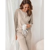 Ekouaer Womens Pajamas Set Knit Pjs Long Sleeve Lounge Set Soft Loungewear | Jogger Pants,Casual Lounge Sets,Comfy Pjs Long Sleeve Knit Ribbed Fall Winter Sleepwear with Pockets(Tea Grey)