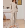 Ekouaer Womens Pajamas Set Knit Pjs Long Sleeve Lounge Set Soft Loungewear | Jogger Pants,Casual Lounge Sets,Comfy Pjs Long Sleeve Knit Ribbed Fall Winter Sleepwear with Pockets(Tea Grey)