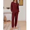 Ekouaer Womens Pajamas Set Knit Pjs Long Sleeve Lounge Set Soft Loungewear | Jogger Pants,Casual Lounge Sets,Comfy Pjs Long Sleeve Knit Ribbed Fall Winter Sleepwear with Pockets(Wine Red)
