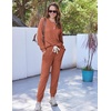 Ekouaer Womens Pajamas Set Knit Pjs Long Sleeve Lounge Set Soft Loungewear | Jogger Pants,Casual Lounge Sets,Comfy Pjs Long Sleeve Knit Ribbed Fall Winter Sleepwear with Pockets(Caramel)