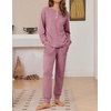 Ekouaer Womens Pajamas Set Knit Pjs Long Sleeve Lounge Set Soft Loungewear | Jogger Pants,Casual Lounge Sets,Comfy Pjs Long Sleeve Knit Ribbed Fall Winter Sleepwear with Pockets(Gray Red)