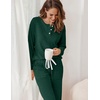 Ekouaer Womens Pajamas Set Knit Pjs Long Sleeve Lounge Set Soft Loungewear | Jogger Pants,Casual Lounge Sets,Comfy Pjs Long Sleeve Knit Ribbed Fall Winter Sleepwear with Pockets(Lake Green)