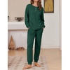 Ekouaer Womens Pajamas Set Knit Pjs Long Sleeve Lounge Set Soft Loungewear | Jogger Pants,Casual Lounge Sets,Comfy Pjs Long Sleeve Knit Ribbed Fall Winter Sleepwear with Pockets(Lake Green)