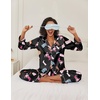 Ekouaer Womens Satin Silky Pajama Set Classic Pattern Button Down Pjs Set | Soft Fabric, Long Sleeve Notch Collar with Contrast Piping, Chest Pocket, Gifting Sleepwear(Black Boots 03)