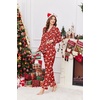 Ekouaer Womens Satin Silky Pajama Set Classic Pattern Button Down Pjs Set | Soft Fabric, Long Sleeve Notch Collar with Contrast Piping, Chest Pocket, Gifting Sleepwear(Red Christmas Print 03)
