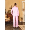 Ekouaer Womens Satin Silky Pajama Set Classic Pattern Button Down Pjs Set | Soft Fabric, Long Sleeve Notch Collar with Contrast Piping, Chest Pocket, Gifting Sleepwear(Pink Stripes 03)