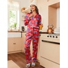 Ekouaer Womens Satin Silky Pajama Set Classic Pattern Button Down Pjs Set | Soft Fabric, Long Sleeve Notch Collar with Contrast Piping, Chest Pocket, Gifting Sleepwear(Flag 03)