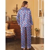 Ekouaer Womens Satin Silky Pajama Set Classic Pattern Button Down Pjs Set | Soft Fabric, Long Sleeve Notch Collar with Contrast Piping, Chest Pocket, Gifting Sleepwear(Oil Painting 03)