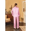 Ekouaer Womens Satin Silky Pajama Set Classic Pattern Button Down Pjs Set | Soft Fabric, Long Sleeve Notch Collar with Contrast Piping, Chest Pocket, Gifting Sleepwear(Pink Dots 03)