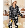 Ekouaer Womens Satin Silky Pajama Set Classic Pattern Button Down Pjs Set | Soft Fabric, Long Sleeve Notch Collar with Contrast Piping, Chest Pocket, Gifting Sleepwear(Black Zebra 03)