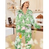 Ekouaer Womens Satin Silky Pajama Set Classic Pattern Button Down Pjs Set | Soft Fabric, Long Sleeve Notch Collar with Contrast Piping, Chest Pocket, Gifting Sleepwear(Pink Palm Leaves 03)