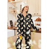 Ekouaer Womens Satin Silky Pajama Set Classic Pattern Button Down Pjs Set | Soft Fabric, Long Sleeve Notch Collar with Contrast Piping, Chest Pocket, Gifting Sleepwear(Black Teddy Moon)
