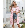 Ekouaer Zipper Robes for Women Short Knit Lightweight Bathrobe with Pockets | Short Sleeve, Two Pockets, Zip Up Robes, House Coats for Women, Soft Lightweight Fabric, Sleepwear, Travel, Airport(Pink Stripe)