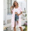 Ekouaer Zipper Robes for Women Short Knit Lightweight Bathrobe with Pockets | Short Sleeve, Two Pockets, Zip Up Robes, House Coats for Women, Soft Lightweight Fabric, Sleepwear, Travel, Airport(Pink Bow)