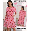 Ekouaer Zipper Robes for Women Short Knit Lightweight Bathrobe with Pockets | Short Sleeve, Two Pockets, Zip Up Robes, House Coats for Women, Soft Lightweight Fabric, Sleepwear, Travel, Airport(Strawberry)