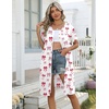 Ekouaer Zipper Robes for Women Short Knit Lightweight Bathrobe with Pockets | Short Sleeve, Two Pockets, Zip Up Robes, House Coats for Women, Soft Lightweight Fabric, Sleepwear, Travel, Airport(Red Bow Tie)