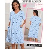 Ekouaer Zipper Robes for Women Short Knit Lightweight Bathrobe with Pockets | Short Sleeve, Two Pockets, Zip Up Robes, House Coats for Women, Soft Lightweight Fabric, Sleepwear, Travel, Airport(Blue Moon Star)