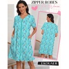 Ekouaer Zipper Robes for Women Short Knit Lightweight Bathrobe with Pockets | Short Sleeve, Two Pockets, Zip Up Robes, House Coats for Women, Soft Lightweight Fabric, Sleepwear, Travel, Airport(Light Blue Butterfly)