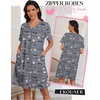 Ekouaer Zipper Robes for Women Short Knit Lightweight Bathrobe with Pockets | Short Sleeve, Two Pockets, Zip Up Robes, House Coats for Women, Soft Lightweight Fabric, Sleepwear, Travel, Airport(Grey Coffee)
