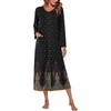 Ekouaer Women Robe Zipper House Coat Full Length Nightgowns with Pockets | Pockets, V Neck, Soft and Comfy(Black Feather)