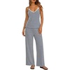 Ekouaer Womens Cami Pajamas Set Y2K 2 Piece Lace Trim PJs Set Sleepwear | Buttery Soft,Loungewear,Adjustable Spaghetti Straps,Side Pockets,Trendy Cami Sleepwear,Lounging,Vacation,XS-2XL(Stripe Blue White)