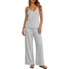 Ekouaer Womens Cami Pajamas Set Y2K 2 Piece Lace Trim PJs Set Sleepwear | Buttery Soft,Loungewear,Adjustable Spaghetti Straps,Side Pockets,Trendy Cami Sleepwear,Lounging,Vacation,XS-2XL(Stripe Grey White)