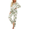 Ekouaer Womens Satin Silky Pajama Set Classic Pattern Button Down Pjs Set | Soft Fabric, Long Sleeve Notch Collar with Contrast Piping, Chest Pocket, Gifting Sleepwear(Geometry 03)
