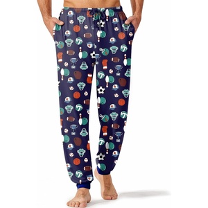 Ekouaer Mens Pajama Pants Jogger Comfy Loungewear with Pockets Drawstring | Lightweight sleep pants pockets, soft after washes, drawstring adjusts, ankle cuffs, great gift, Roomy without being sloppy(American Football)